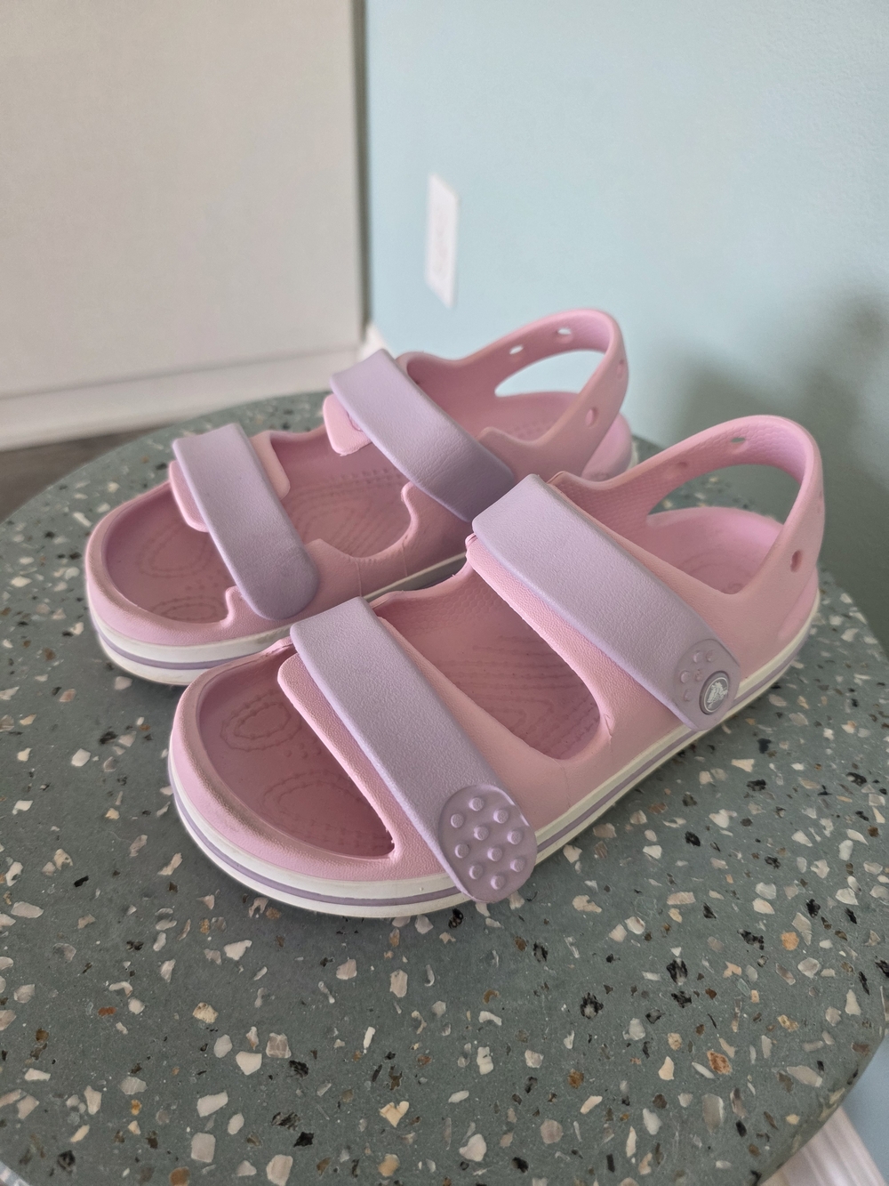 Kids Pink & Purple Croc Sandals with Adjustable Straps